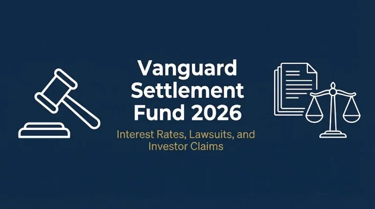 Vanguard settlement fund 2026 banner with interest rate and lawsuit claim information.