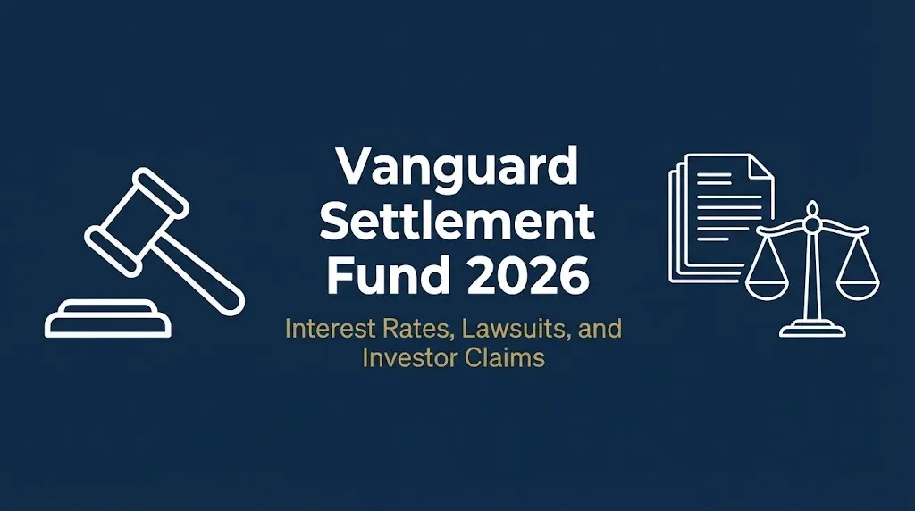 Vanguard settlement fund 2026 banner with interest rate and lawsuit claim information.