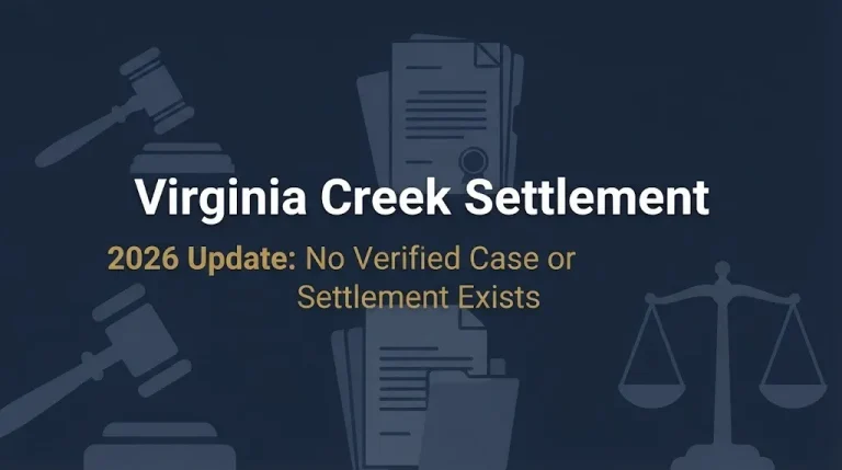 Virginia Creek settlement 2026 banner showing no verified case exists.
