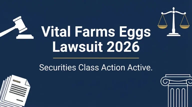 Vital Farms eggs lawsuit 2026 banner graphic about the active securities class action.