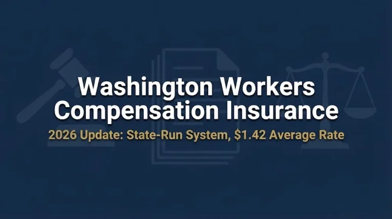 Washington workers compensation insurance 2026 banner showing state system and rate.