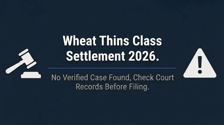 Wheat Thins class settlement 2026 banner warning no verified case found in court records.