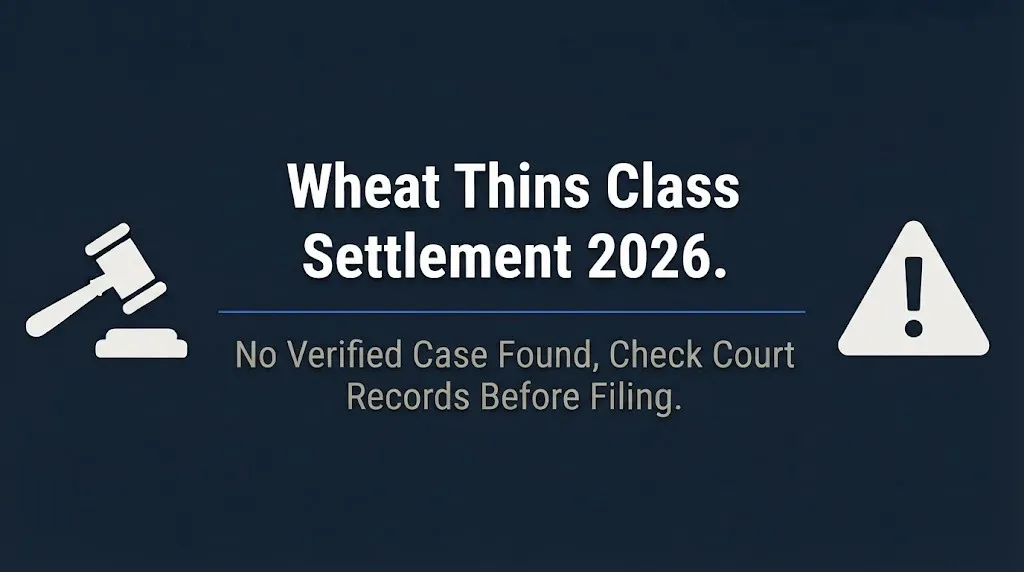 Wheat Thins class settlement 2026 banner warning no verified case found in court records.