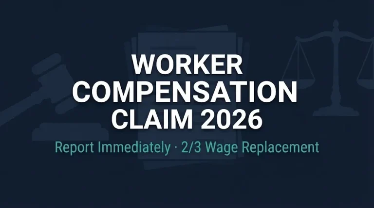 Worker compensation claim 2026 hero graphic showing wage replacement and filing deadlines