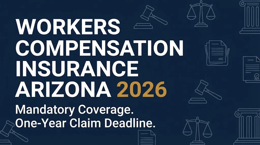 Workers compensation insurance Arizona 2026 guide showing mandatory coverage and one-year claim deadline.