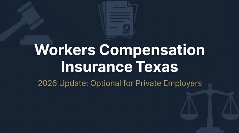 Workers compensation insurance Texas 2026 banner showing optional coverage.