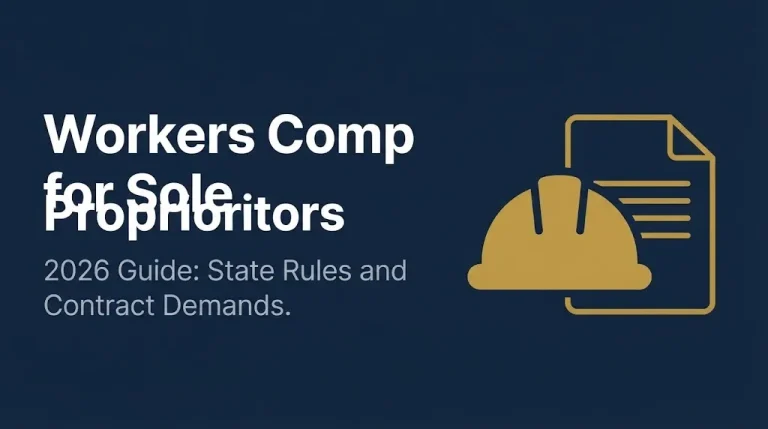 Workers compensation insurance for sole proprietors 2026 banner showing state rules and contract demands.