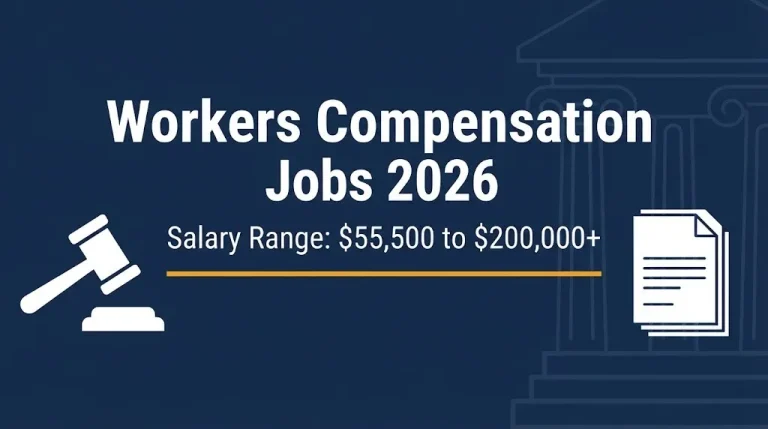 Workers compensation jobs 2026 banner showing salary range from $55,500 to $200,000