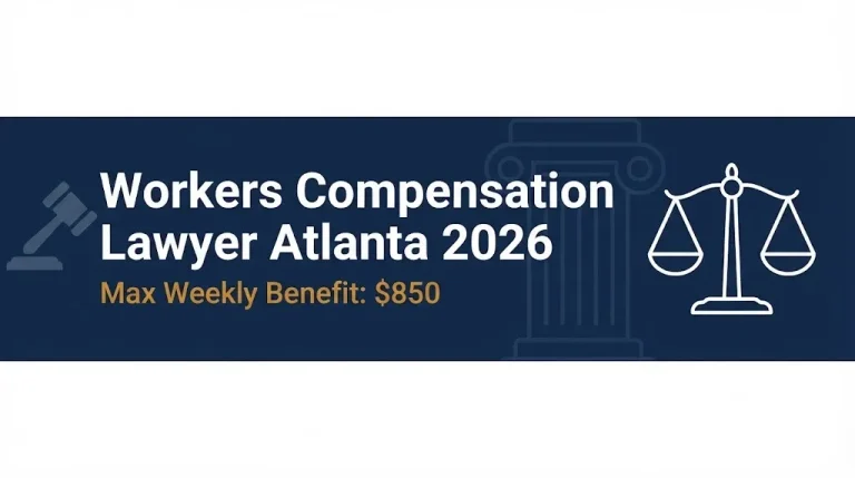 Workers compensation lawyer Atlanta 2026 banner showing $850 max weekly benefit.