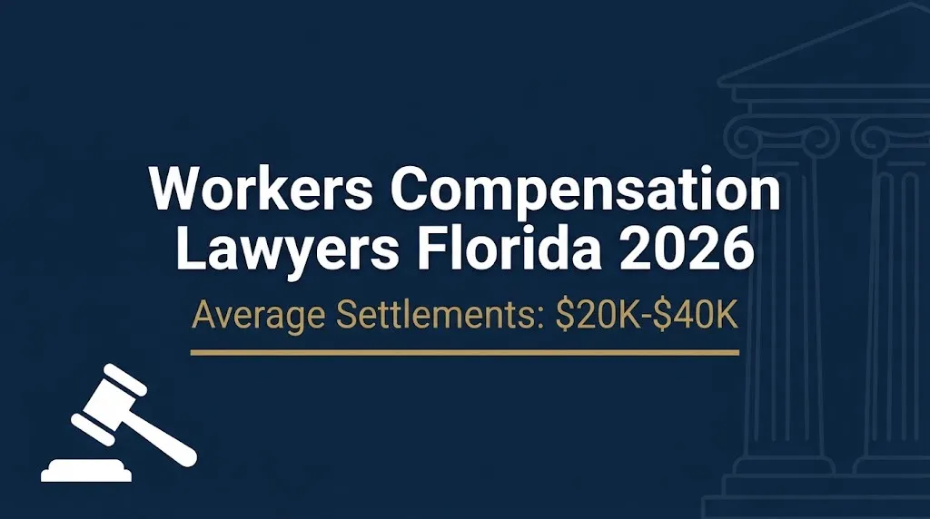 Workers compensation lawyers Florida 2026 settlement range infographic banner