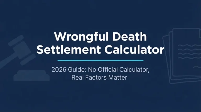 Wrongful death settlement calculator 2026 guide showing no official calculator exists and real factors determine value.