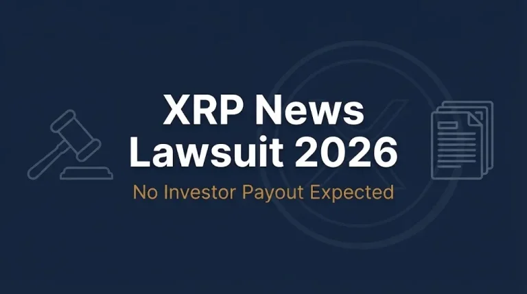 XRP news lawsuit 2026 banner showing no investor payout expected