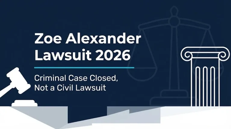 Zoe Alexander lawsuit 2026 banner explaining the case is a criminal prosecution, not a civil claim.