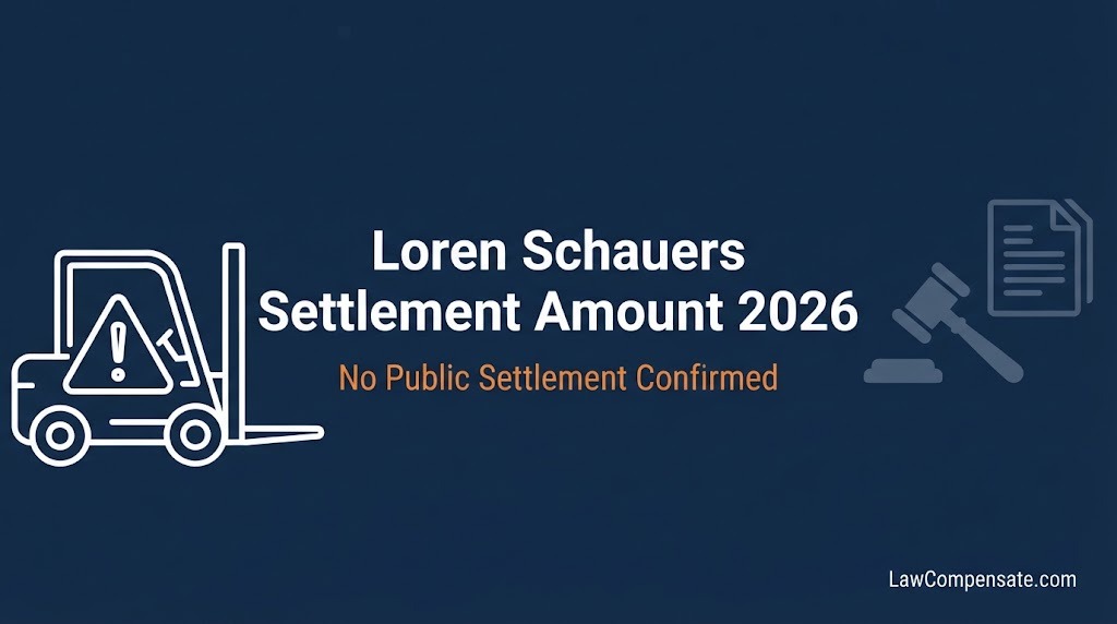 Loren Schauers settlement amount 2026 infographic showing no public settlement confirmed.
