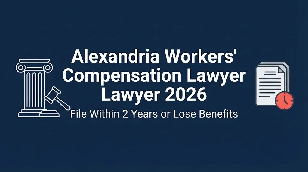 Alexandria workers' compensation lawyer 2026 banner with two-year filing deadline warning.
