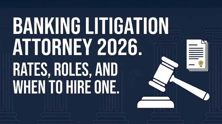 Banking litigation attorney 2026 roles, hourly rates, and when to hire one.