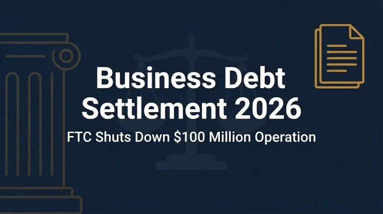 Business debt settlement 2026 hero banner with FTC enforcement update
