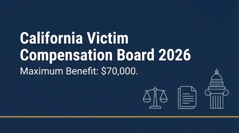 California Victim Compensation Board 2026 guide banner with $70,000 benefit cap.