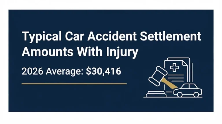 Car accident settlement amounts with injury 2026 banner showing average payout of $30,416