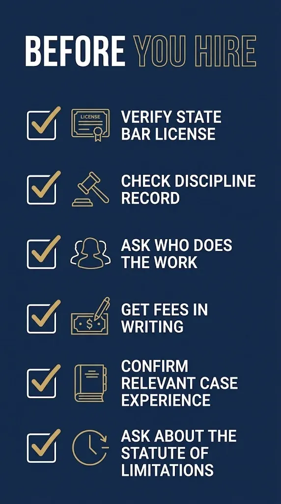 Checklist for hiring a Los Angeles business litigation attorney including license and discipline checks.