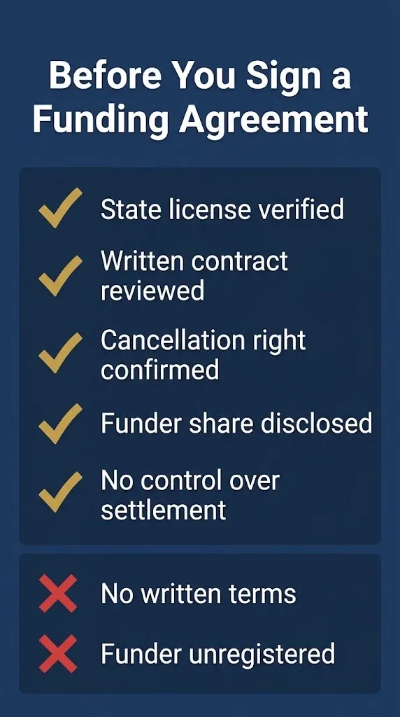Checklist of protections before signing a third party litigation funding agreement in 2026.