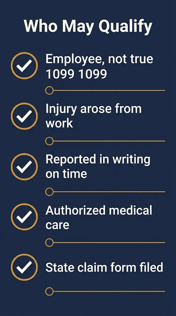 Checklist of who may qualify for workers compensation as an electrician in 2026.