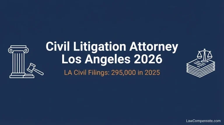 Civil litigation attorney Los Angeles 2026 infographic with LA civil filing statistics.