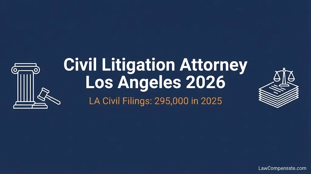 Civil litigation attorney Los Angeles 2026 infographic with LA civil filing statistics.