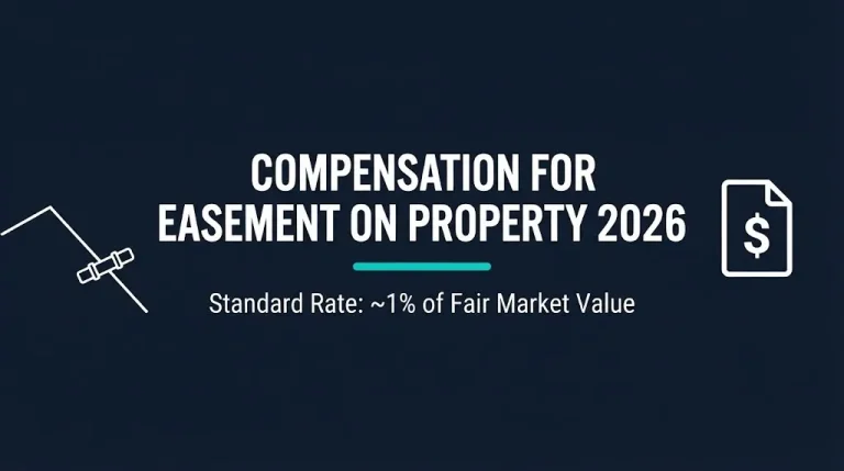 Compensation for easement on property 2026 guide banner showing standard valuation rate and negotiation information.