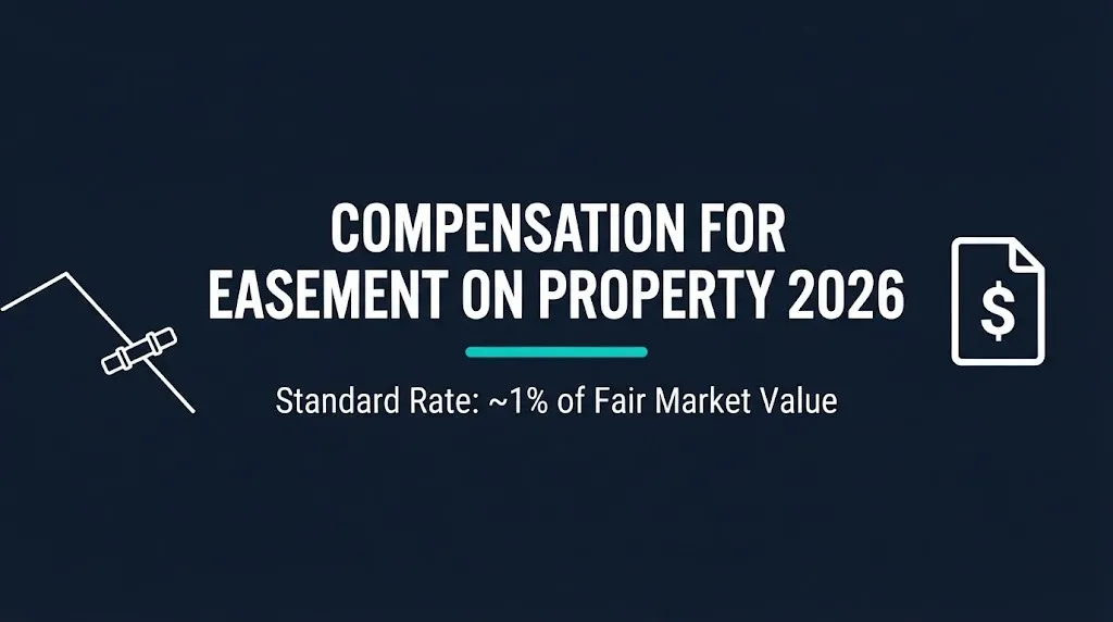 Compensation for easement on property 2026 guide banner showing standard valuation rate and negotiation information.