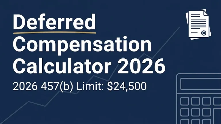 Deferred compensation calculator 2026 banner showing the 457(b) contribution limit of $24,500.