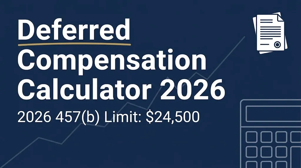 Deferred compensation calculator 2026 banner showing the 457(b) contribution limit of $24,500.