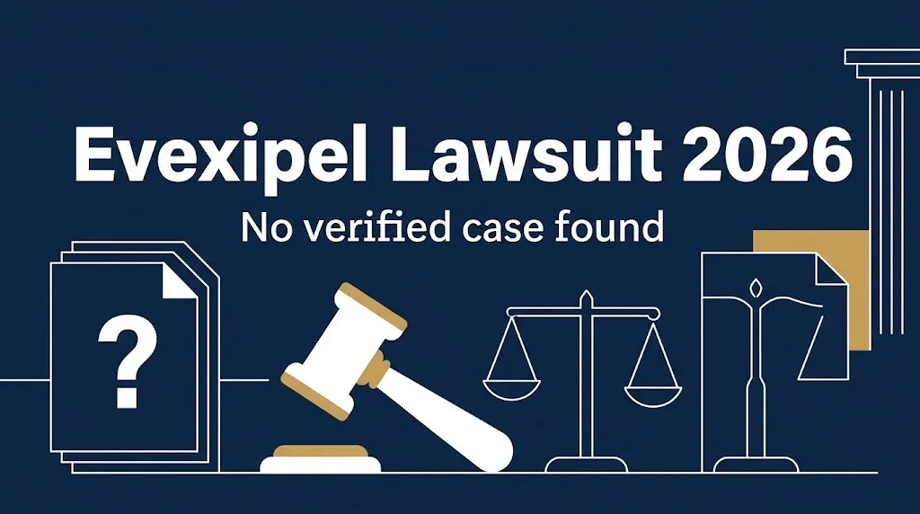 Evexipel lawsuit 2026 banner stating no verified case was found on public dockets.