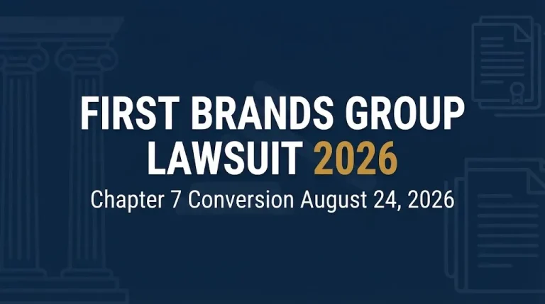 First Brands Group lawsuit 2026 hero banner with Chapter 7 conversion date