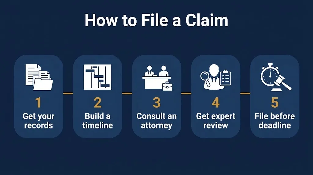 Five steps to file a medical negligence lawsuit, from gathering records to filing before the deadline