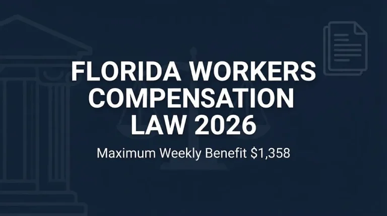 Florida workers compensation law 2026 hero banner with maximum weekly benefit $1,358