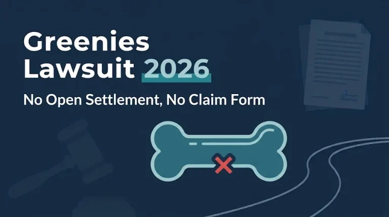 Greenies lawsuit 2026 banner stating no open settlement and no claim form exists.