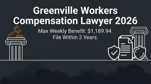 Greenville workers compensation lawyer 2026 banner showing $1,189.94 max weekly benefit and two-year filing deadline.