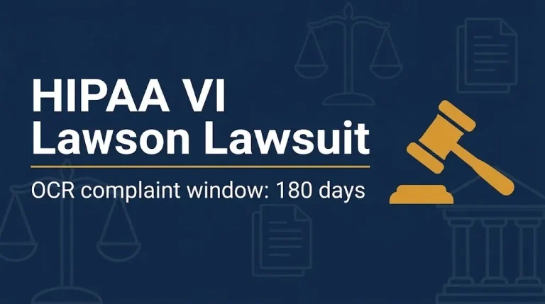 HIPAA violation lawsuit 2026 banner showing the 180 day OCR complaint window