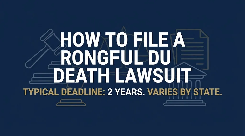 How to file a wrongful death lawsuit banner showing the typical two-year deadline, which varies by state
