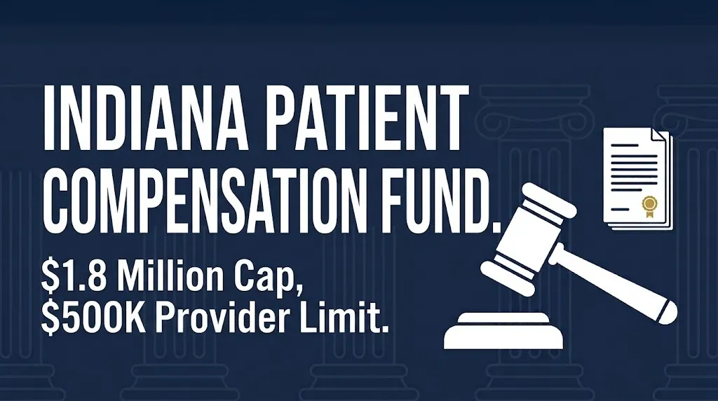 Indiana Patient Compensation Fund $1.8 million cap with $500K provider liability limit.