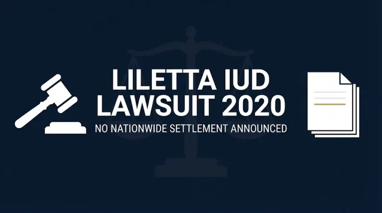 Liletta IUD lawsuit 2020 claims and 2026 status infographic banner