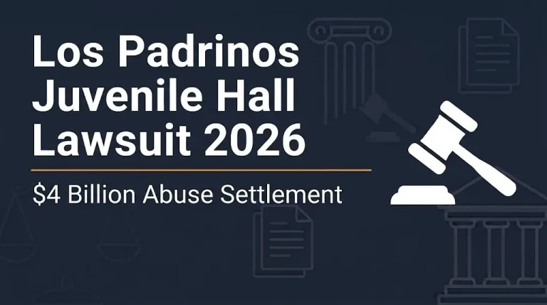 Los Padrinos juvenile hall lawsuit 2026 banner showing $4 billion abuse settlement.