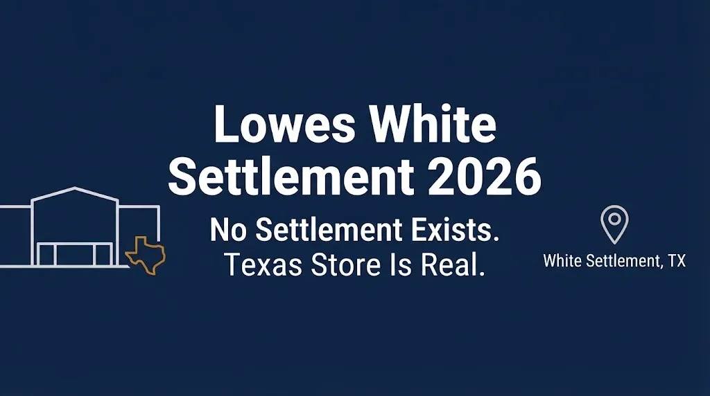 Lowes white settlement 2026 banner explaining no settlement exists for Texas store location.