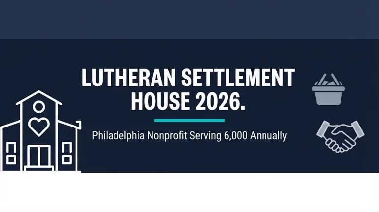 Lutheran Settlement House 2026 guide banner showing Philadelphia nonprofit serving 6,000 people annually.