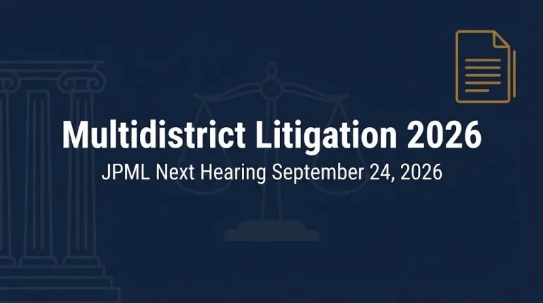 Multidistrict litigation 2026 hero banner with JPML hearing date September 24