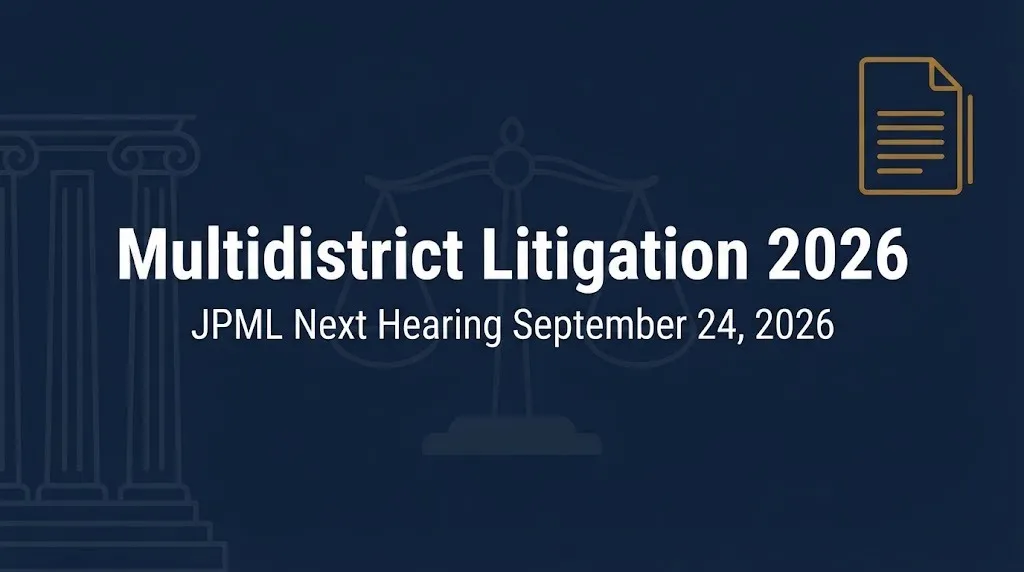 Multidistrict litigation 2026 hero banner with JPML hearing date September 24