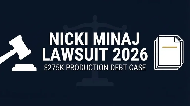 Nicki Minaj lawsuit 2026 $275K production debt case and legal fees infographic banner