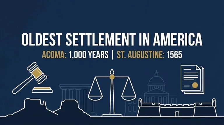 Oldest settlement in America 2026 hero banner comparing Acoma Sky City and St. Augustine