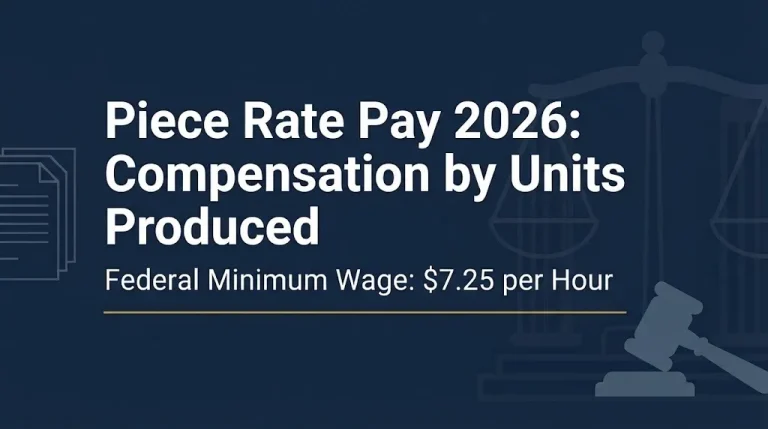 Piece rate pay 2026 hero banner showing federal minimum wage of $7.25 per hour for units produced.